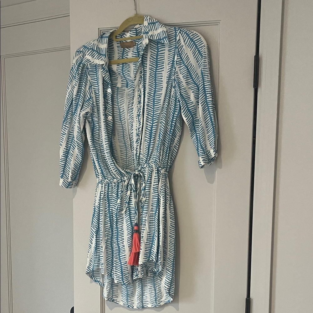 Skemo Teal and White Patterned dress or swim cover up